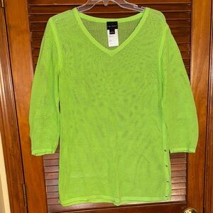 Tribal Neon Green V-Neck Sweater
